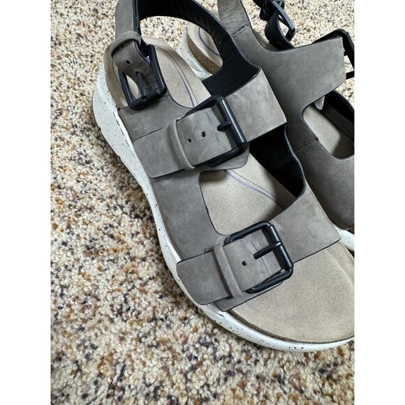 BIONICA Olin Leather Buckle Platform Sandal Shoes Olive Brown Size 8 - Picture 6 of 11